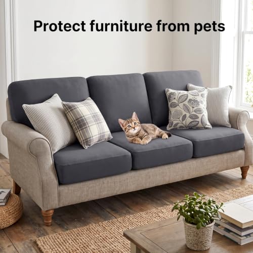 4 Pcs Stretch Cushion Covers (Dark Grey / Seat Cover)