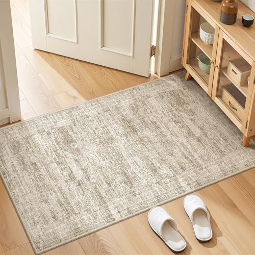 2x4 Rug Runners for Hallways Non Slip (Brown/Ivory / 2' x 4' (Runner))