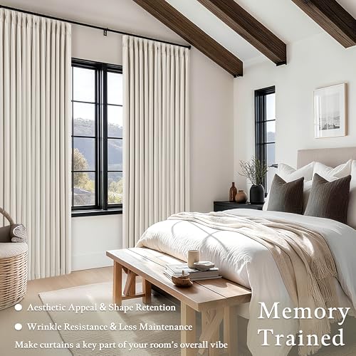 92 Inch Long Pinch Pleated Blackout Curtains Natural for Bedroom (Natural / 40"W x 92"L (Pack of 2))
