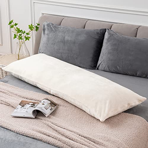 Body Pillow Cover with Zipper (Off White / 54" x 20" (Pack of 1))