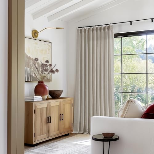 Burlywood Pinch Pleat Linen Curtains 120 Inches Long 60 Inch Wide (Burlywood Birch / 60"W x 120"L (Pack of 1))