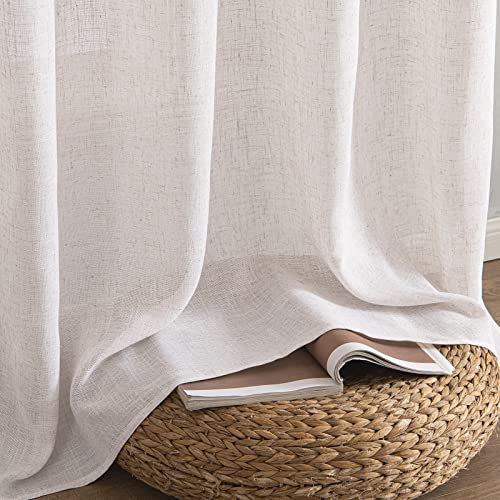 White Linen Curtains 52x72 Inch Length for Bedroom Living Room (52"W x 72"L (Pack of 2) / Bleached Linen)
