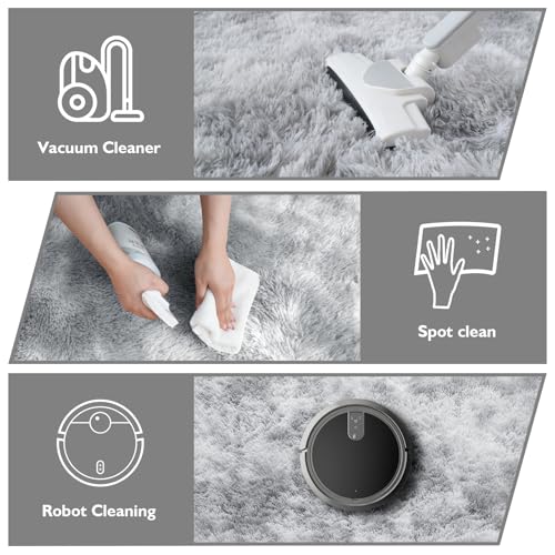 Tie Dyed Fluffy Round Rug (Mottling Grey / 3' (Round))