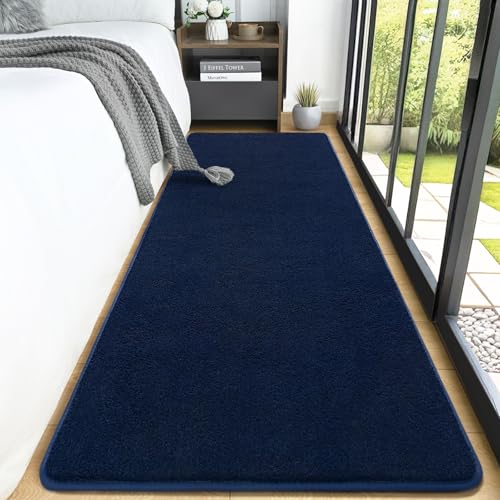 Shag Runner Rug for Hallways (2' x 6' (Runner) / Navy Blue)