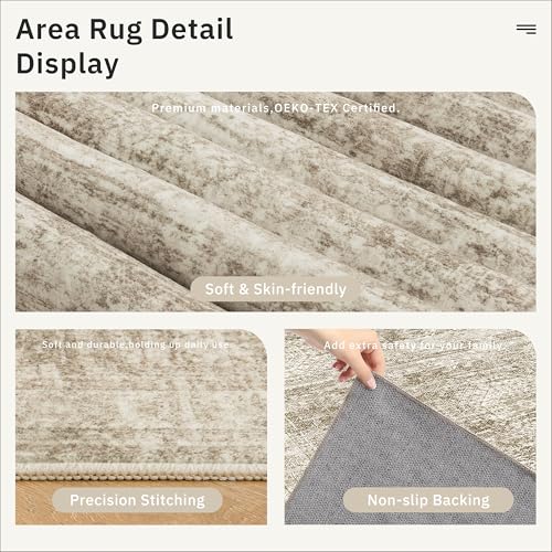 7x9 Area Rug for Living Room Washable Rugs Non (Brown / 7' x 9' (Rectangular))