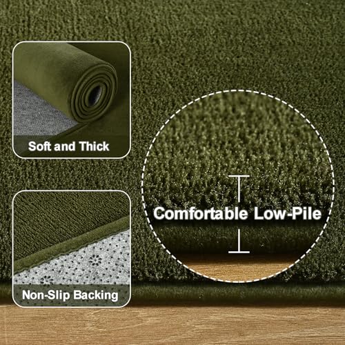 Olive Green Area Rugs for Bedroom Living Room (4' x 6' (Rectangular) / Olive Green)