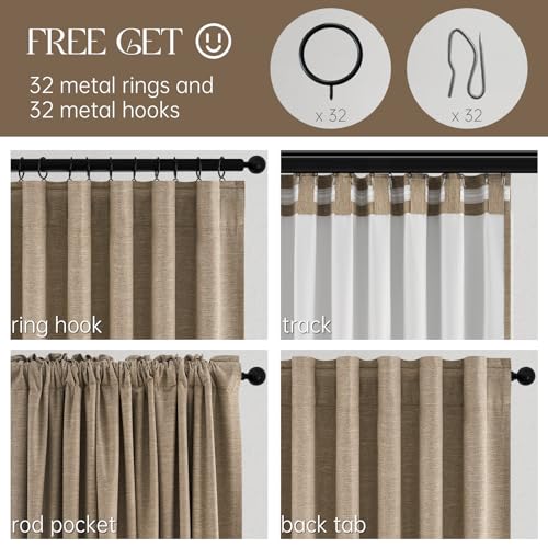 Dark Flax 78 Inch Long Curtains for Sliding Door Closet Doors 100% Blackout Curtains for Living Room Bedroom Back Tab Pleated Heat Blocking Insulated Drapes Heat (Dark Flax / 52"W x 78"L (Pack of 2))