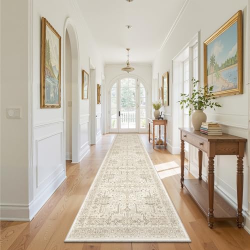 Hallway Washable Runner Rug 2x10 (Beige / 2' x 10' (Runner))