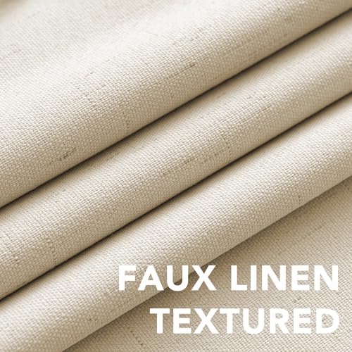 100% Blackout Linen Curtains 54" L 2 Panels Bleached Sand (Bleached Sand / 42"W x 54"L (Pack of 2))