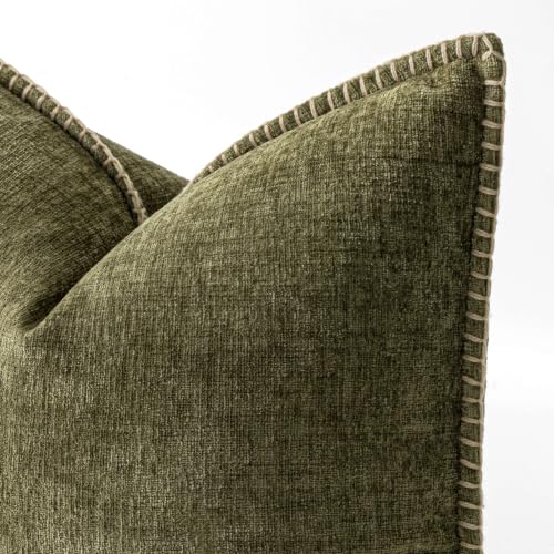 Decorative Couch Throw Pillow Covers 18x18 Inch Olive Green 2 Pack (Olive Green / 18" x 18" (Pack of 2))