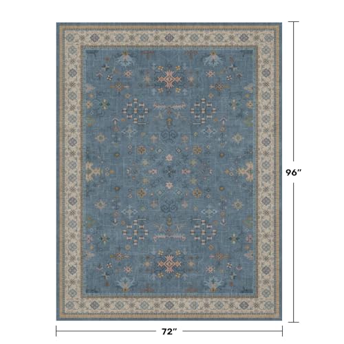 Boho 6x8 Living Room Rugs (6' x 8' (Rectangular) / Dusty Blue)