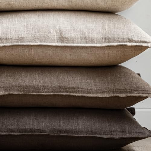 Linen Solid Decorative Throw Pillow Covers 20x20 Natural Linen (20" x 20" (Pack of 2) / Natural Linen)