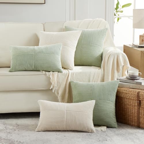 2 Packs Sage Green Samll Decorative Throw Pillow Covers 12x12 Inch with for Couch Bed Sofa (Sage Green / 12" x 12" (Pack of 2))