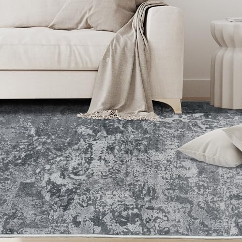 5x7 Area Rugs for Living Room Washable Bedroom Dining Room Black (Black / 5' x 7' (Rectangular))