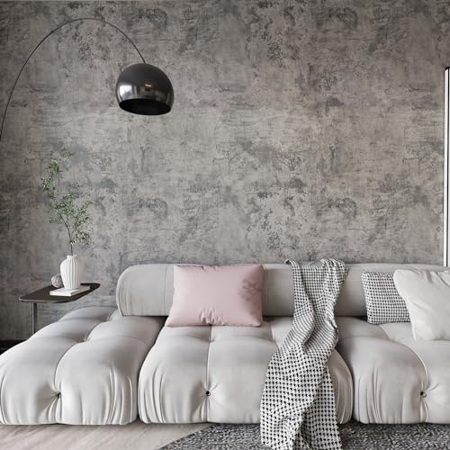 Cement Gray Contact Paper Concrete Peel and Stick Wallpaper Industrial Style Self Adhesive Paper Waterproof Removable Decorative Paper Vinyl Film Furniture Stickers for Bathroom Kitchen Cabinets (Gray / 15.8" x 118")