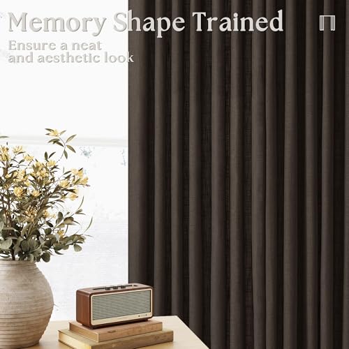 Dark Chocolate 80 Inch Pinch Pleated Semi Sheer Linen Curtains 2 Panels (Dark Chocolate / 40"W x 80"L (Pack of 2))