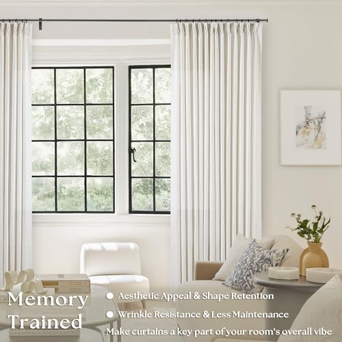 90 Inch Pinch Pleated Linen Textured Curtains 2 Panels (Natural / 40"W x 90"L (Pack of 2))