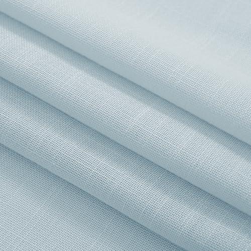 Sky Blue Curtains 120 inch Length for Bedroom Back Tab Light Filtering Semi Sheer Blue Living Room Curtains Linen Cotton Textured Drapery Panel Aesthetic Decor Light Blue 52x120 (Sky Blue / 52"W x 120"L (Pack of 2))