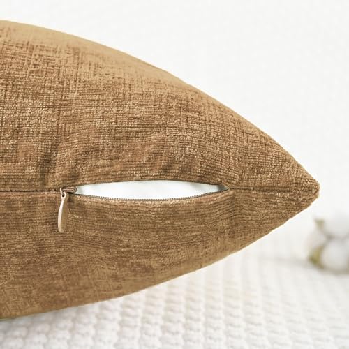 Decorative Couch Throw Pillow Covers 20 X 12 Inches Apricot Brown (20" x 12" (Pack of 2) / Apricot Brown)