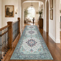 Washable Area Rug (Teal Green/White/Navy / 3' x 10' (Rectangular))