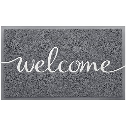 Door Mat Welcome Mat Floor Mat for Entryway (Grey-welcome / 2'0" x 3'0" (Rectangular))