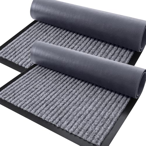 2 Pack Front Door Mats 59x23 (Light Gray / 59" x 23")