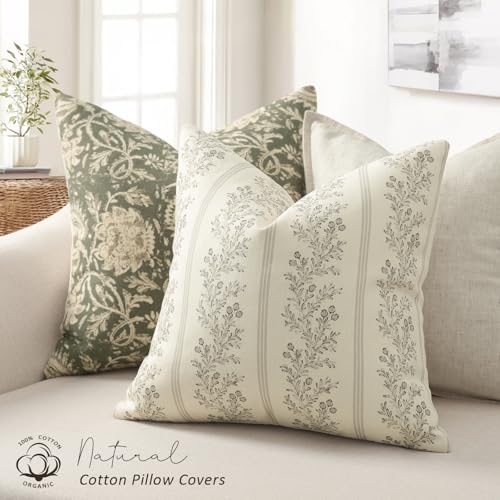 Vintage Throw Pillow Covers 16x16 Set of 2 (Light Taupe / 16" x 16" (Pack of 2))