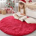 Red Round Rugs for Bedroom (4 Ft Round / Red)