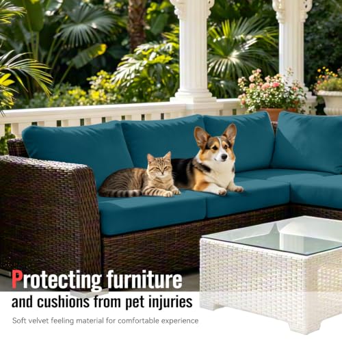8Pcs Outdoor Cushion Covers (Petrol-blue / Square-large + Square)
