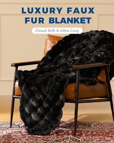 Ultra Soft Cozy Faux Fur Throw Blanket (Black / Throw)