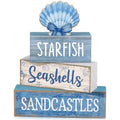 4 Pcs Beach Wooden Signs Table Decor with Shell (Shell Bow)