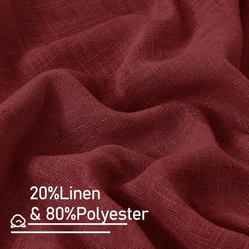 90 inch Long Linen Curtains for Living Room 2 Panels (52"W x 90"L (Pack of 2) / Burgundy Red)