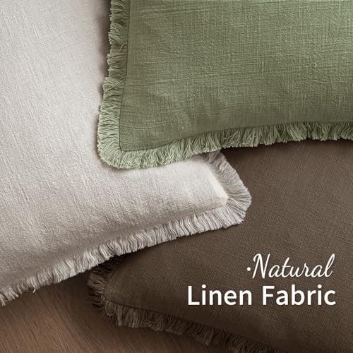 Linen Fringe Decorative Fall Pillow Covers Chocolate Brown 26x26 (26" x 26" (Pack of 2) / Chocolate Brown)