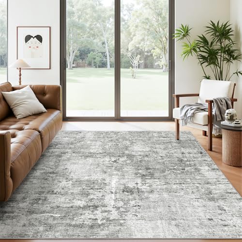Abstract Area Rug 6x9 for Living Room Washable Rugs Gray (Gray/White / 6' x 9' (Rectangular))