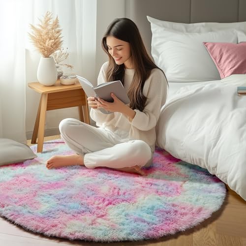 Rainbow Round Area Rugs 5ft (Colorful Rainbow / 5' (Round))