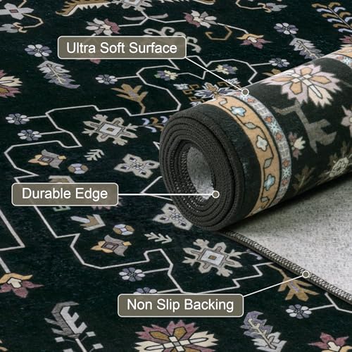 2x3 Area Rugs Living Room (Black / 2' x 3' (Rectangular))