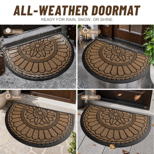Half Round Door Mat (Brown / 2'8" x 3'11" (Semicircular))