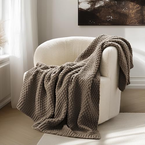 HOME Chunky Chenille Knit Throw Blanket (Mocha Brown / 60" X 80")