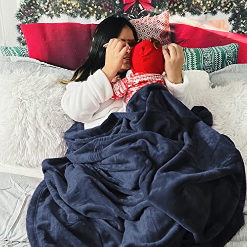 Soft Cozy Warm Fleece Throw Blanket for Couch Navy 50"x70" (02 - Navy / Throw XL (50" X 70"))