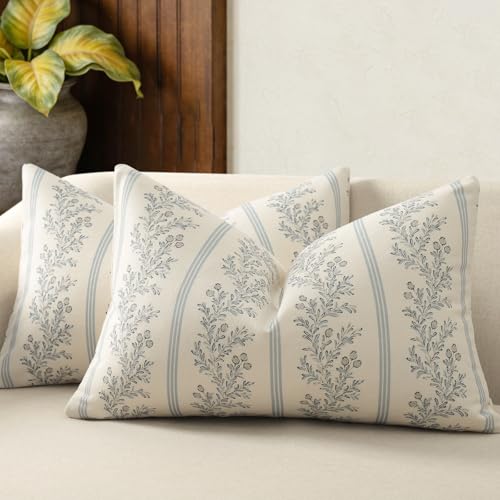 Vintage Throw Pillow Covers 12x20 Set of 2 (Light Blue / 20" x 12" (Pack of 2))