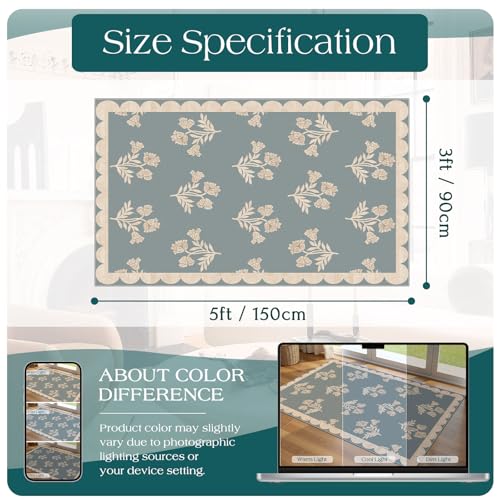 3x5 Floral Entry Rug (Flower - Haze Blue / 3' x 5' (Rectangular))