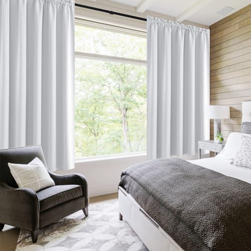 Short Blackout Curtains 52 x 36 Inch Long for Kitchen RV Bunk 2 Panels (Greyish White / 52"W x 36"L (Pack of 2))