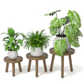 3 Pack Wood Plant Stands Indoor (Dark Gray / 3 Pack)