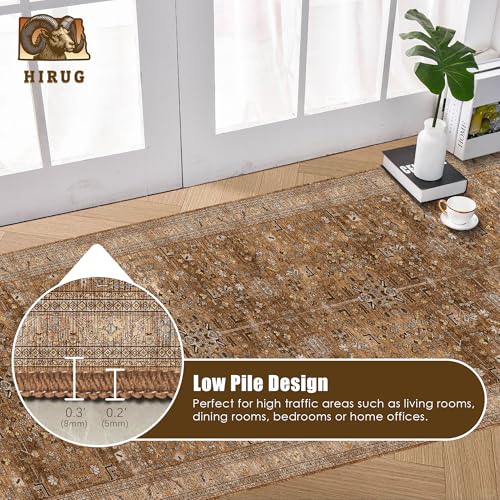 Washable Area Rug 2'6'' x 8' Vintage Traditional Persian Mat (Bronze and Ivory / 2'6" x 8' (Rectangular))
