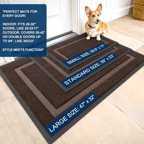 Front Door Mat Outside 33x21 (Dark Brown / 33" x 21")
