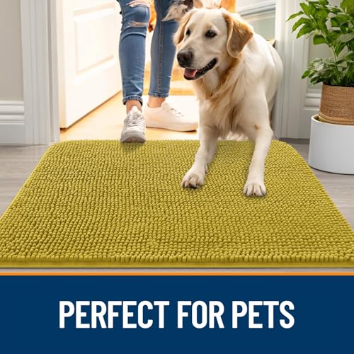 Dog Door Mat for Muddy Paws 36x24 (Mustard Yellow / 36" X 24")