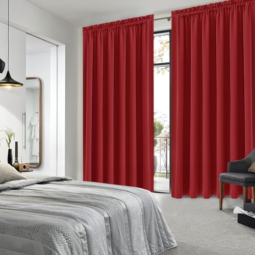 Wide Blackout Curtains for Bedroom Living Room 70 x 84 Inch Long Red (Red / 70"W x 84"L (Pack of 2))