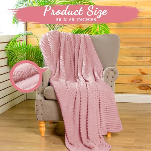 12 Pcs Flannel Blankets Bulk (Dusty Pink)