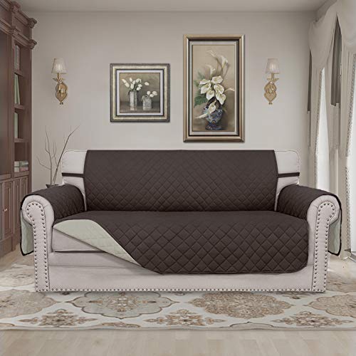 Reversible Couch Cover (Chocolate/Beige / Medium-XL Loveseat)