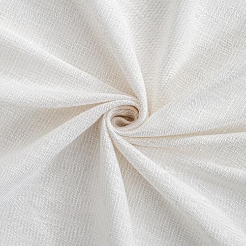 Natural French Door Curtains for Door Window 40 Inch Long Short Semi Sheer Light Filtering Curtain for Small Window Drapes Rod Pocket for Bedroom Bathroom (26"W x 40"L (Pack of 2) / Beige White)